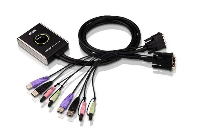 CS682 2端口USB DVI KVM多电脑切换器